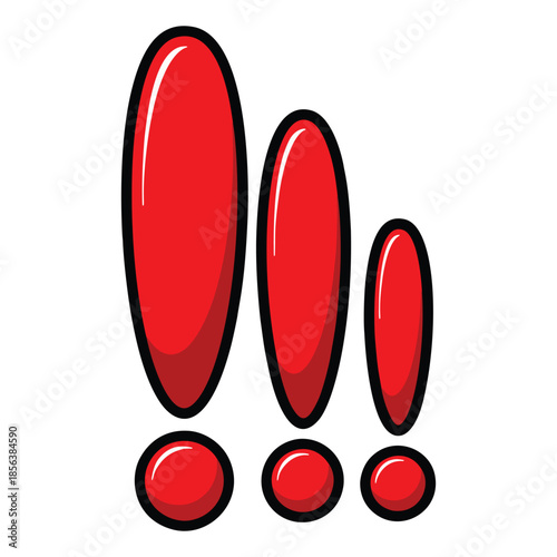 Vibrant red vector exclamation marks signaling urgent attention and critical alert graphic element