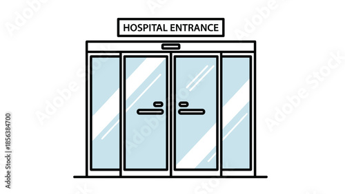 Hospital Entrance Doors Vector Illustration.