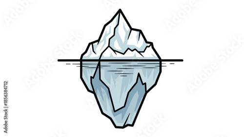 Iceberg Illustration with Hidden Danger Below Surface.