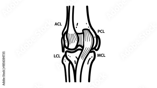 Knee Joint Anatomy Diagram Illustration.