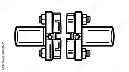 Mechanical Coupling Illustration with Cylindrical Shafts.