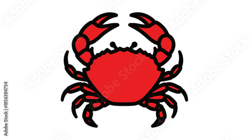 Red Crab Illustration with Claws Open.