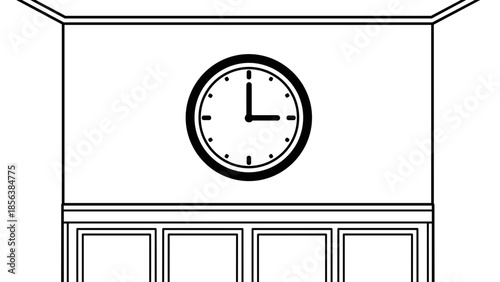 Simple Black and White Clock Face.