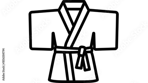 Simple Black and White Karate Gi Illustration.