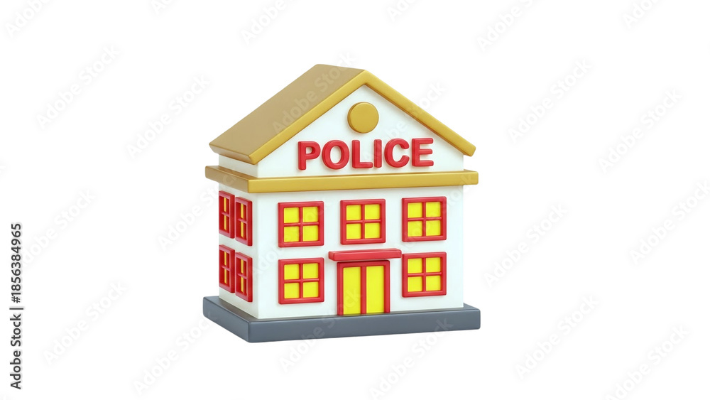 Fototapeta premium 3D Stylized 3D Police Station Icon on transparent background