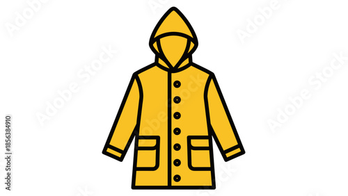 Yellow Raincoat with Hood and Pockets.