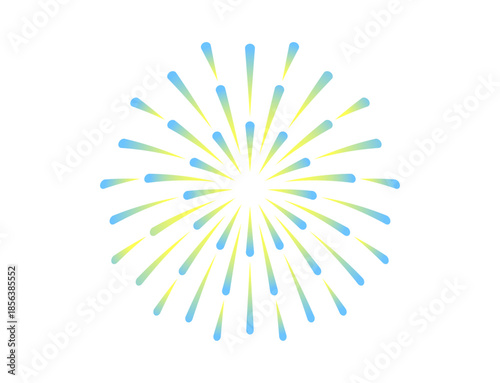 カラフルな打ち上げ花火　黄青