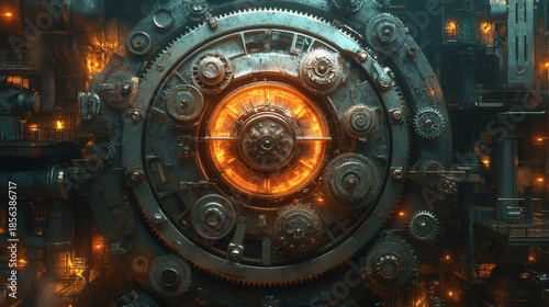 Wallpaper Mural Create a neon lit depiction of a machinery Torontodigital.ca