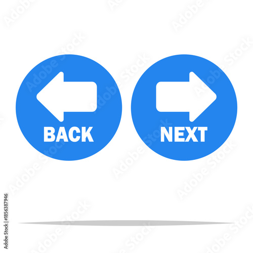 Back and next round button arrow icon vector isolated illustration