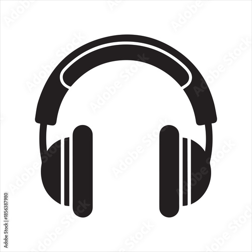 headphones stencil icon silhouette vector illustration
