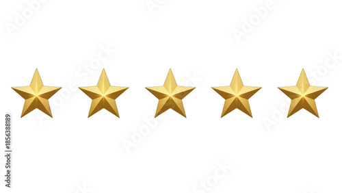 Five Golden Stars Rating Icon On Black Background