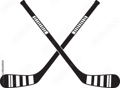 Crossed hockey sticks sports equipment