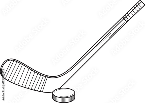 Hockey stick and puck sports equipment ice hockey