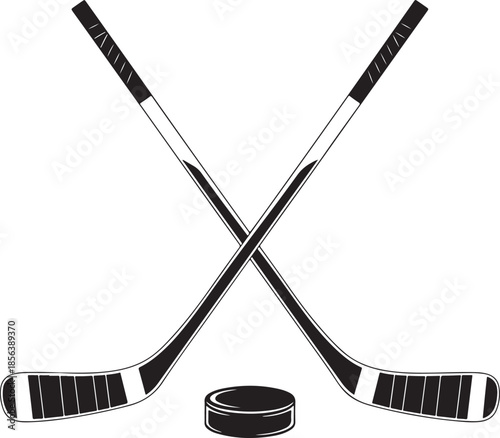 Hockey sticks and puck sports equipment