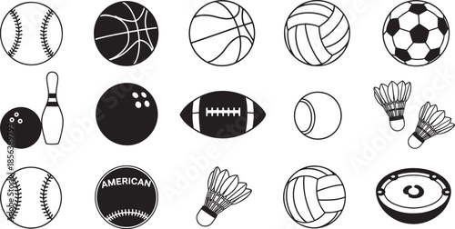 Various sports balls and equipment baseball basketball