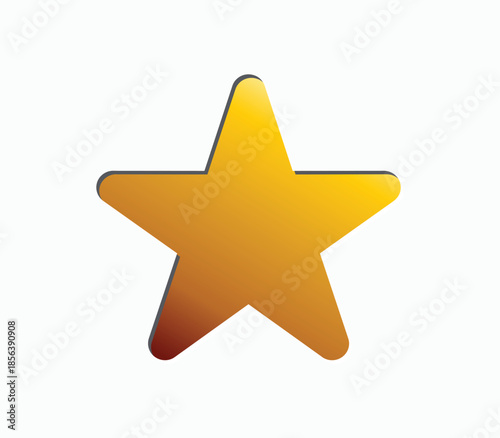 Golden star icon glossy 3D element for rating and success isolated