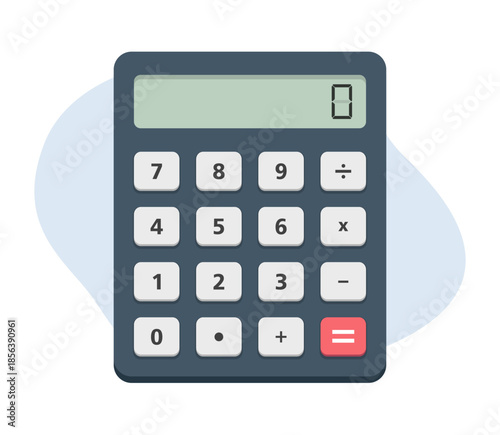 Flat calculator illustration with digital display
