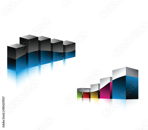 3D bar chart infographic elements business growth concept 