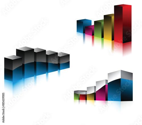 3D bar chart graphics colorful rising graph elements for final