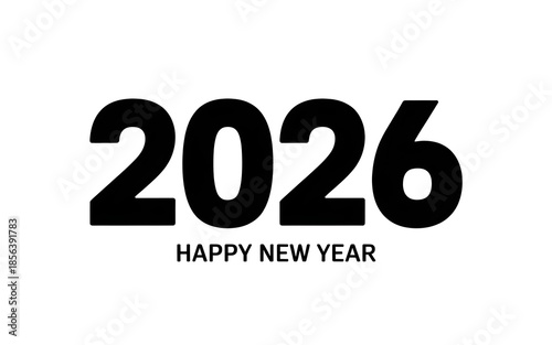 Happy New Year 2026 celebration with gold ornaments on dark blue