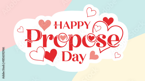 Happy propose day with hearts on colorful background