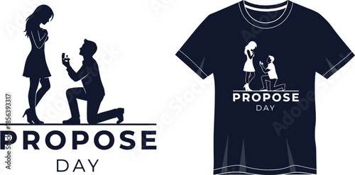 propose day t shirt design with man proposing to woman