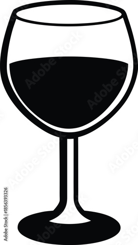 Black and White Wine Glass Icon