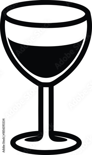 Black and White Wine Glass Icon