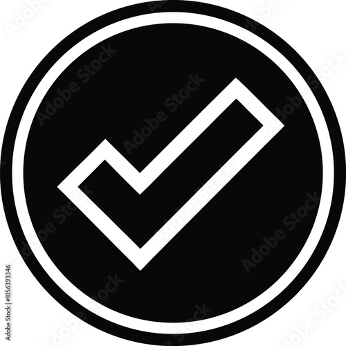 Black and White Check mark Circle Icon