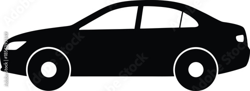 Black and White Sedan Car Silhouette