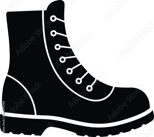 Black and White Combat Boot Icon