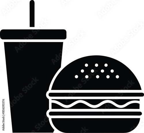 Fast Food Burger and Drink Combo Icon