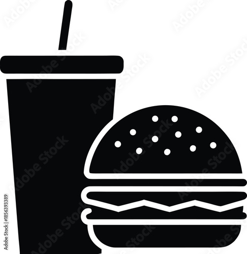 Fast Food Burger and Drink Combo Icon