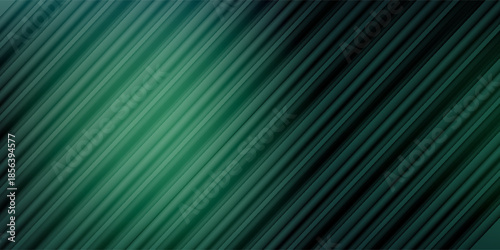 Dark green ribbed glass texture with glossy vertical waves and gradient reflections in abstract background design bg.