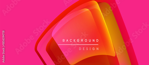 Abstract vibrant design. Overlapping layers create dynamic visual effect. Pink backdrop complements warm orange hues. Modern, stylish presentation.