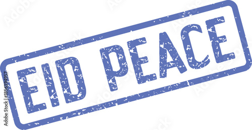 Tranquil blue Eid Peace grunge stamp impression conveying serenity during special festive celebrations