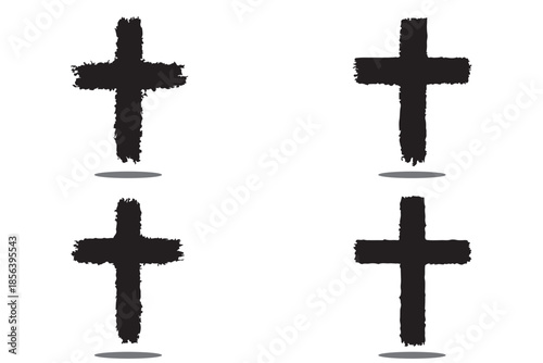 Cross clipart black and white, ash cross for Ash Wednesday card, poster, banner, post, lent, wishes with grunge christian cross, church clipart, ashes, religious cross isolated on white background