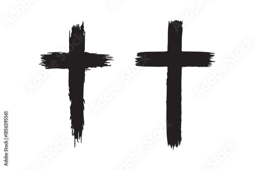 Cross clipart black and white, ash cross for Ash Wednesday card, poster, banner, post, lent, wishes with grunge christian cross, church clipart, ashes, religious cross isolated on white background