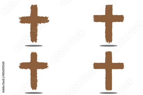 Cross clipart black and white, ash cross for Ash Wednesday card, poster, banner, post, lent, wishes with grunge christian cross, church clipart, ashes, religious cross isolated on white background