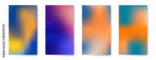Set of Abstract Color Gradient Background for your Design. Abstract orange and blue colored blurred gradient mesh background