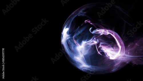 Abstract glowing energy orb against black backdrop digital artwork
