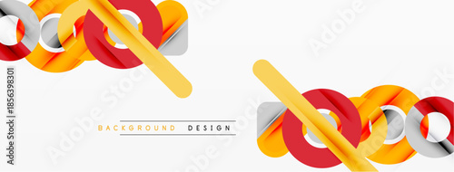 Abstract ribbons create dynamic composition. Bright colors, silver accents, modern design elements present sleek visual appeal.