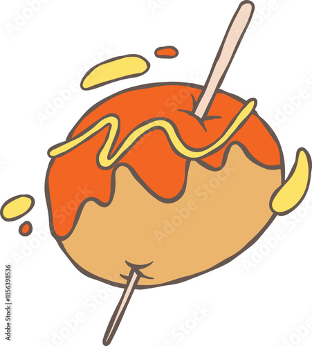 Japanese Food fried takoyaki skewered