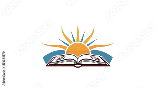 Open Book with Sunrise Symbolizing Knowledge and New Beginnings.