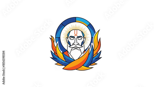 Portrait of a wise old man with a beard and spiritual aura.