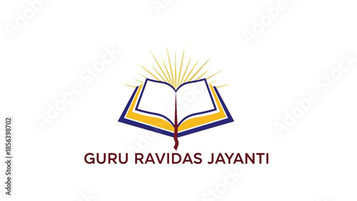 Guru Ravidas Jayanti celebration with open holy book and radiant light.