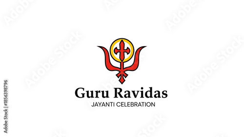 Guru Ravidas Jayanti Celebration Logo with Golden Trident and Cross.