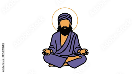 Sikh man in meditation pose sitting.