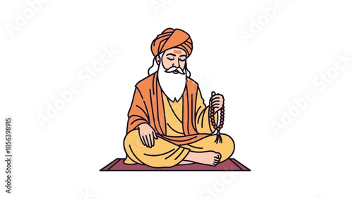 Hindu Sadhu sitting in meditation.