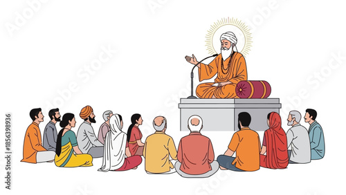 Guru teaching students in a class.